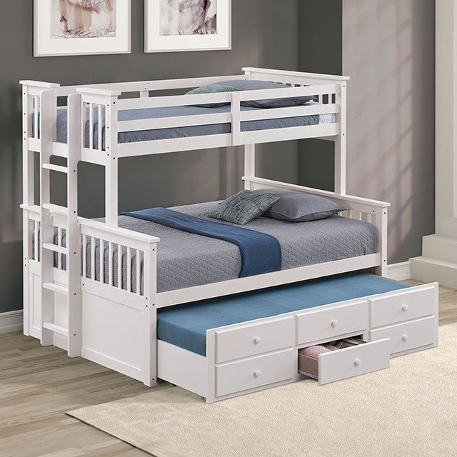 University Twin/Full Bunk Bed Grey, Walnut, & White - U&U Home Budget Furniture (Carteret, NJ)