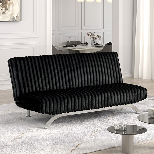 Villeneuve Futon Sofa Bed Black, Pink, & Grey - U&U Home Budget Furniture (Carteret, NJ)