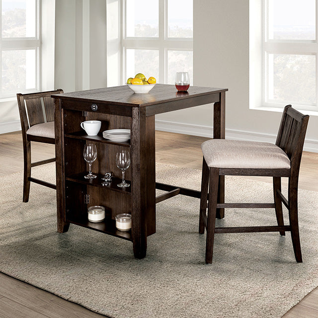 Lescles 3 Pc Counter Ht Set (1 Table + 2 Chairs) - U&U Home Budget Furniture (Carteret, NJ)