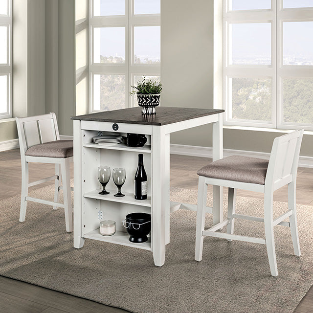 Lescles 3 Pc Counter Ht Set (1 Table + 2 Chairs) - U&U Home Budget Furniture (Carteret, NJ)