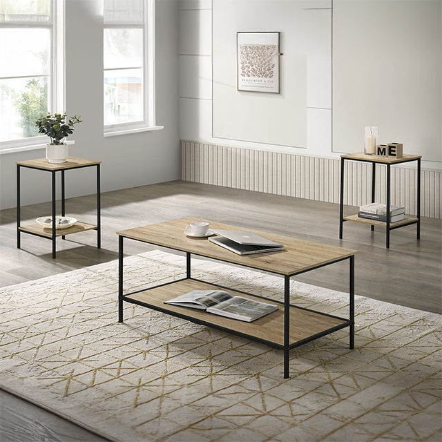 Pallas 3 Pc. Table Set Natural - U&U Home Budget Furniture (Carteret, NJ)