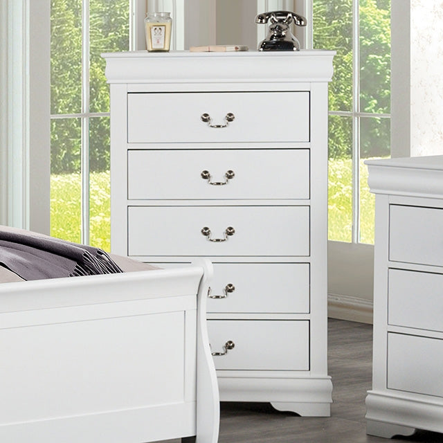 Louis Philippe Chest White - U&U Home Budget Furniture (Carteret, NJ)