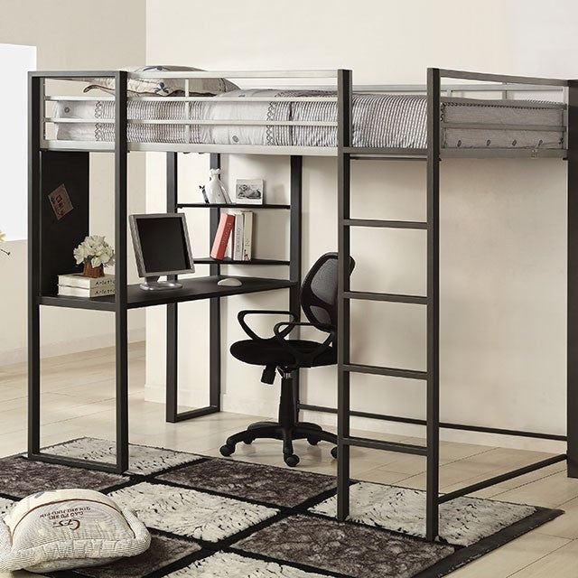 Sherman Silver/Gun Metal Full & Queen Bed w/ Workstation - U&U Home Budget Furniture (Carteret, NJ)