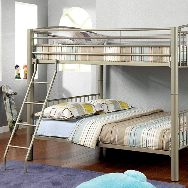 Lovia Metallic Gold Full/Full Bunk Bed - U&U Home Budget Furniture (Carteret, NJ)