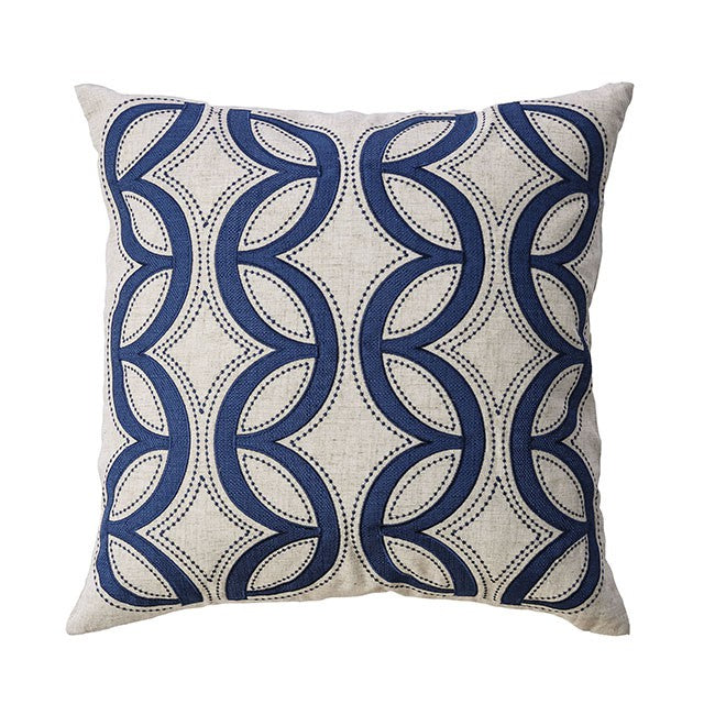 Teri Natural/Indigo 20" X 20" Pillow, Natural & Indigo (2/CTN) - U&U Home Budget Furniture (Carteret, NJ)