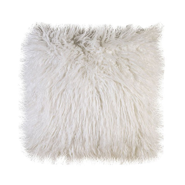 Sheri White 20" X 20" Pillow, Shaggy White (2/CTN) - U&U Home Budget Furniture (Carteret, NJ)