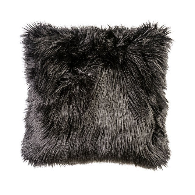 Jet Black 20" X 20" Pillow, Fur Black (2/CTN) - U&U Home Budget Furniture (Carteret, NJ)
