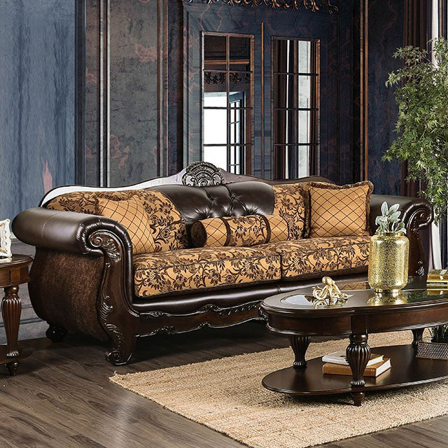 Quirino Tan/Dark Brown Sofa - U&U Home Budget Furniture (Carteret, NJ)