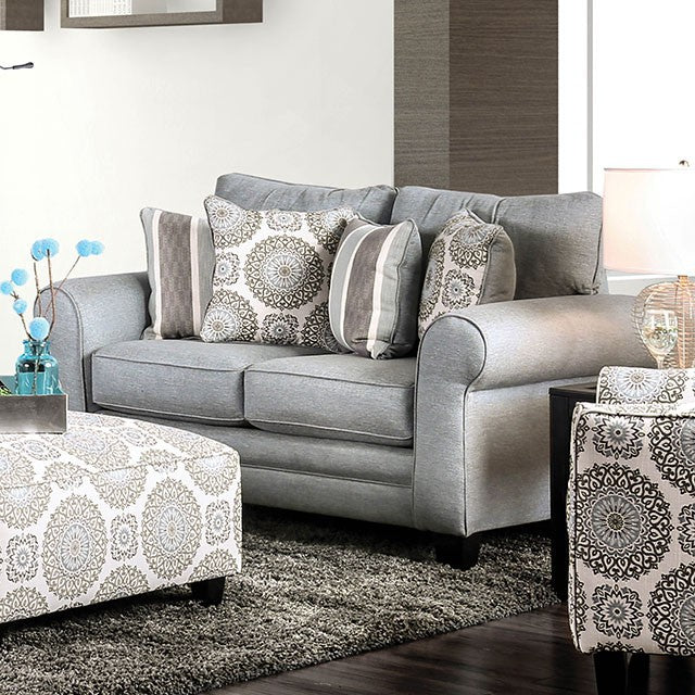 Misty Blue Gray Love Seat - U&U Home Budget Furniture (Carteret, NJ)