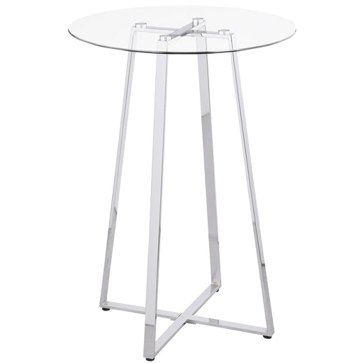 Zanella Glass Top Bar Table Chrome - U&U Home Budget Furniture (Carteret, NJ)