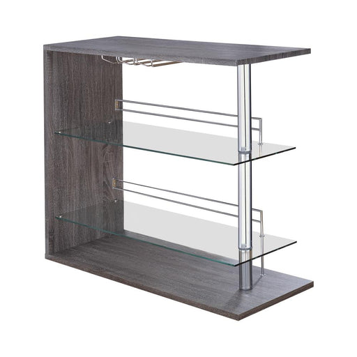 Prescott Rectangular 2-shelf Bar Unit Grey - U&U Home Budget Furniture (Carteret, NJ)