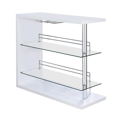 Prescott Rectangular 2-shelf Bar Unit Glossy White - U&U Home Budget Furniture (Carteret, NJ)