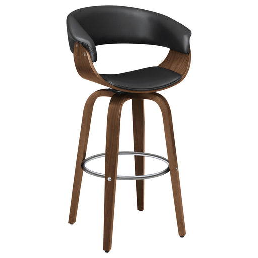 Zion Upholstered Swivel Bar Stool Walnut and Black - U&U Home Budget Furniture (Carteret, NJ)