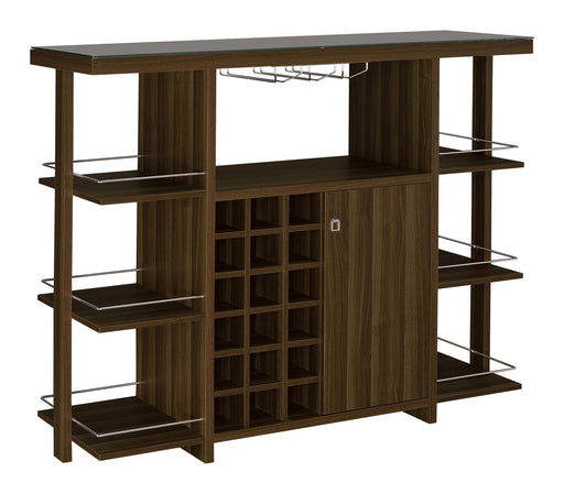 Evelio Bar Unit with Wine Bottle Storage Walnut - U&U Home Budget Furniture (Carteret, NJ)