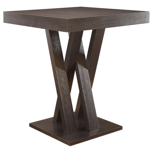 Freda Double X-shaped Base Square Bar Table Cappuccino - U&U Home Budget Furniture (Carteret, NJ)