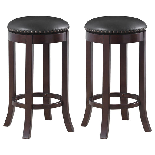 Aboushi Swivel Bar Stools with Upholstered Seat Brown (Set of 2) - U&U Home Budget Furniture (Carteret, NJ)