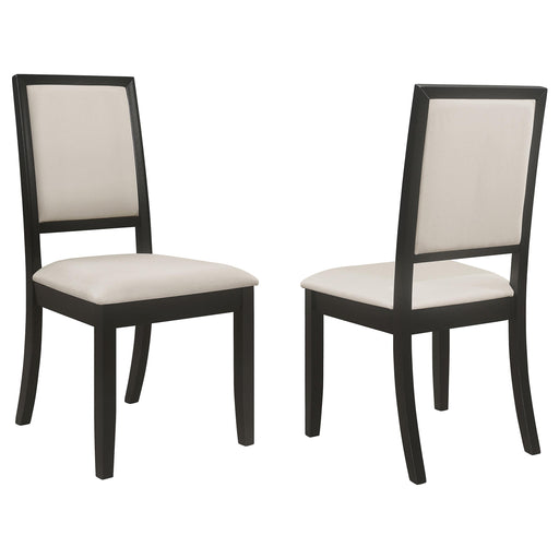 Louise Upholstered Dining Side Chairs Black and Cream (Set of 2) - U&U Home Budget Furniture (Carteret, NJ)