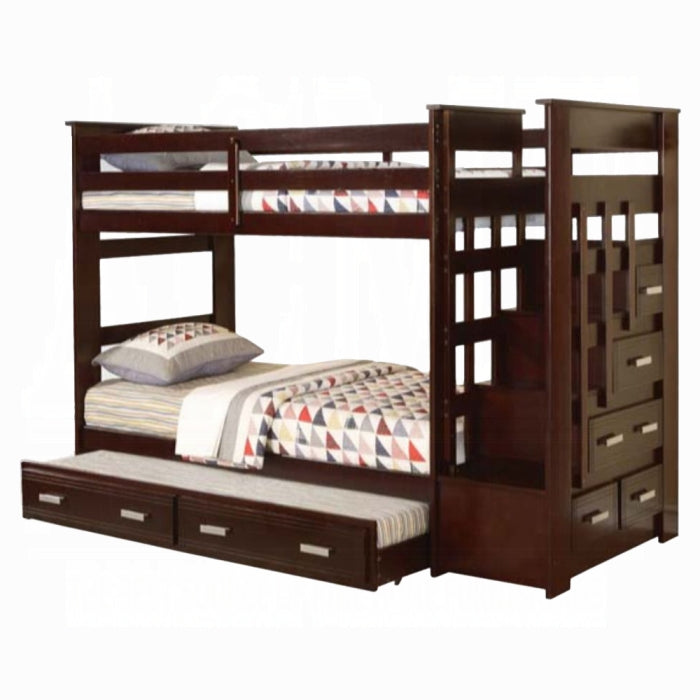 Allentown Twin-Twin Bunk Bed With Trundle and Storage - U&U Home Budget Furniture (Carteret, NJ)