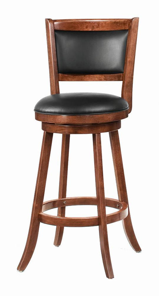 Broxton Upholstered Swivel Bar Stools Chestnut and Black (Set of 2) - U&U Home Budget Furniture (Carteret, NJ)
