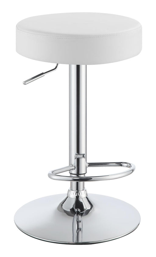 Ramses Adjustable Backless Bar Stool Chrome and White - U&U Home Budget Furniture (Carteret, NJ)