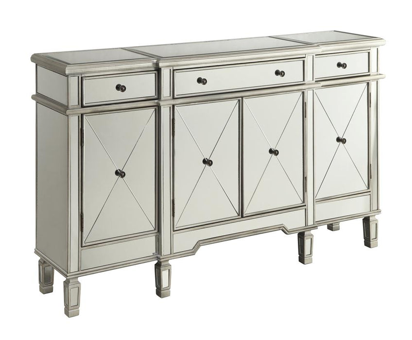 Aconitum 4-door Wine Cabinet Clear Mirror - U&U Home Budget Furniture (Carteret, NJ)