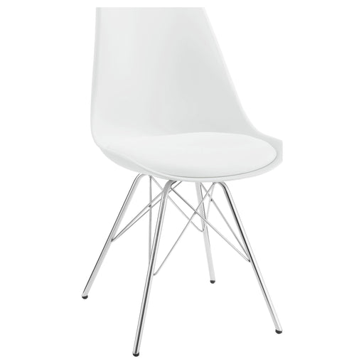 Juniper Armless Dining Chairs White and Chrome (Set of 2) - U&U Home Budget Furniture (Carteret, NJ)