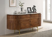 Ortega 4-door Marble Top Dining Sideboard Server White and Natural - U&U Home Budget Furniture (Carteret, NJ)