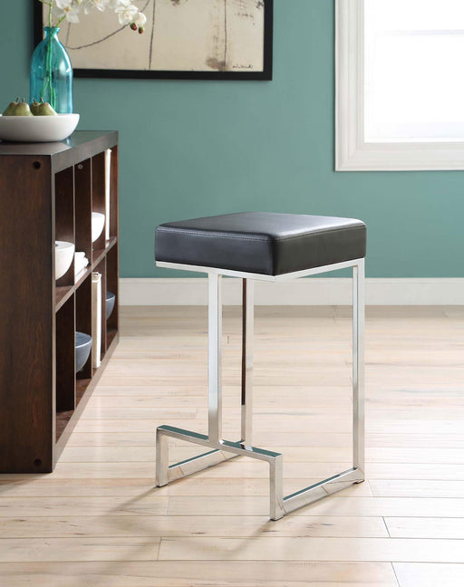 Gervase Square Counter Height Stool Black and Chrome - U&U Home Budget Furniture (Carteret, NJ)