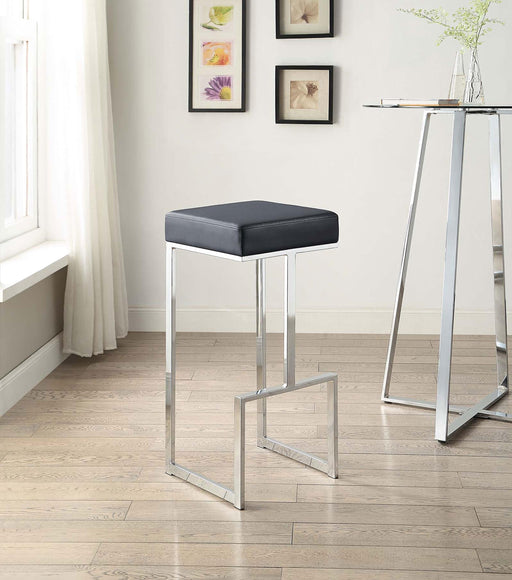 Gervase Square Bar Stool Black and Chrome - U&U Home Budget Furniture (Carteret, NJ)