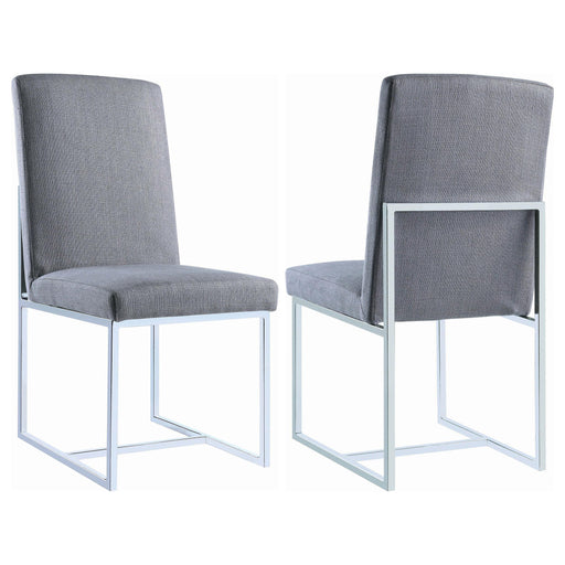 Mackinnon Upholstered Side Chairs Grey and Chrome (Set of 2) - U&U Home Budget Furniture (Carteret, NJ)