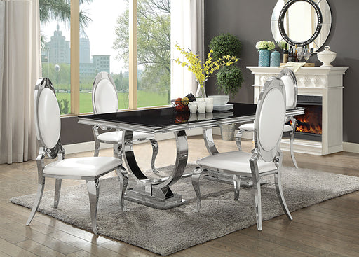 Antoine Rectangular Glass Top Dining Set Chrome - U&U Home Budget Furniture (Carteret, NJ)