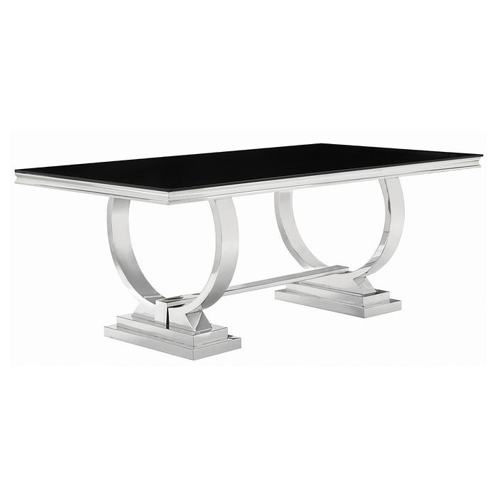 Antoine Rectangular Glass Top Dining Set Chrome - U&U Home Budget Furniture (Carteret, NJ)