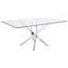 Carmelo X-shaped Dining Table Chrome and Clear - U&U Home Budget Furniture (Carteret, NJ)