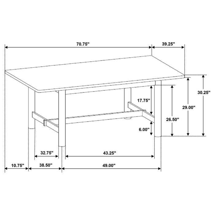 Crestmore 71-inch Rectangular Wood Dining Table Walnut - U&U Home Budget Furniture (Carteret, NJ)