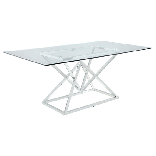 Beaufort Rectangle Glass Top Dining Table Chrome - U&U Home Budget Furniture (Carteret, NJ)