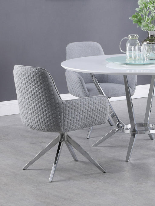 Abby Flare Arm Side Chair Light Grey and Chrome - U&U Home Budget Furniture (Carteret, NJ)