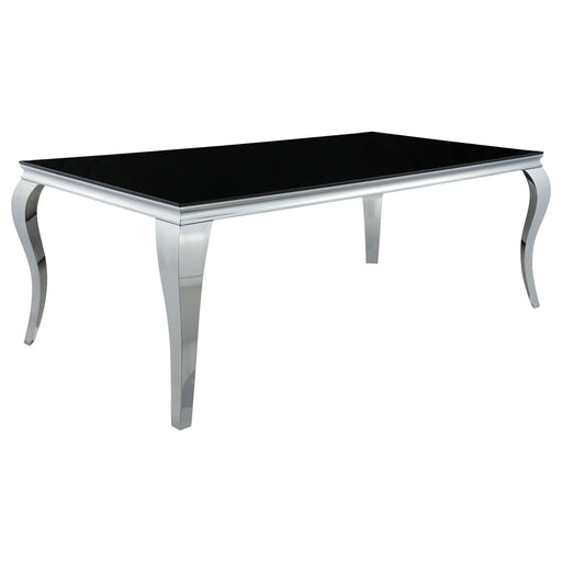 Carone Rectangular Glass Top Dining Table Black and Chrome - U&U Home Budget Furniture (Carteret, NJ)