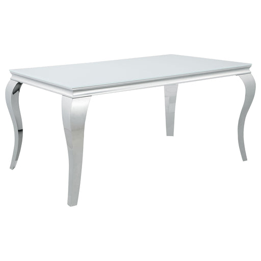Carone Rectangular Glass Top Dining Table White and Chrome - U&U Home Budget Furniture (Carteret, NJ)