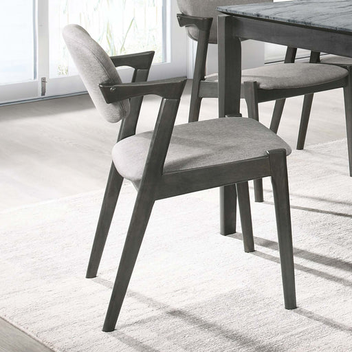 Stevie Upholstered Demi Arm Dining Side Chairs Brown Grey and Black (Set of 2) - U&U Home Budget Furniture (Carteret, NJ)