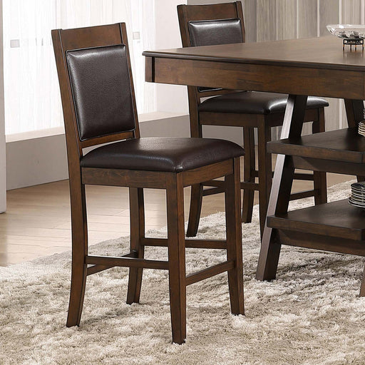 Dewey Upholstered Counter Height Chairs with Footrest (Set of 2) Brown and Walnut - U&U Home Budget Furniture (Carteret, NJ)