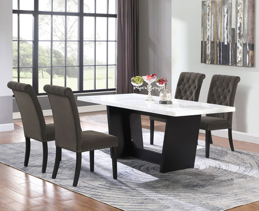Sherry Rectangular Marble Top Dining Table set - U&U Home Budget Furniture (Carteret, NJ)