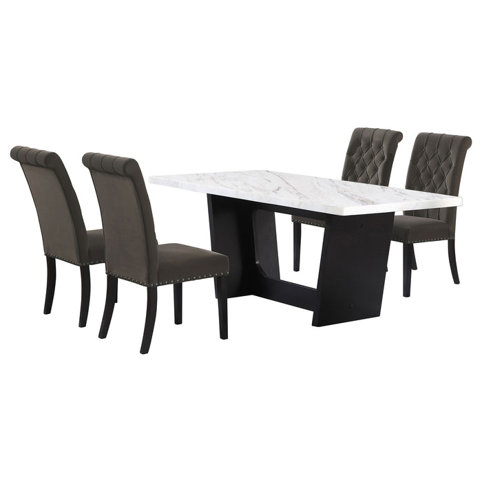 Sherry Rectangular Marble Top Dining Table set - U&U Home Budget Furniture (Carteret, NJ)