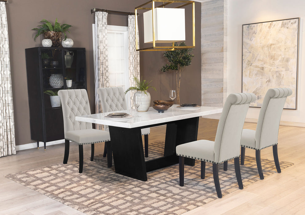 Sherry Rectangular Marble Top Dining Table set - U&U Home Budget Furniture (Carteret, NJ)