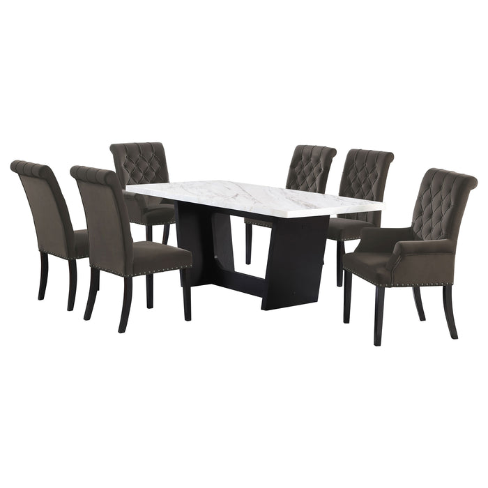 Sherry Rectangular Marble Top Dining Table set - U&U Home Budget Furniture (Carteret, NJ)