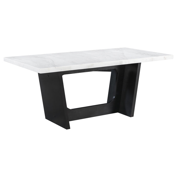 Sherry Rectangular Marble Top Dining Table set - U&U Home Budget Furniture (Carteret, NJ)