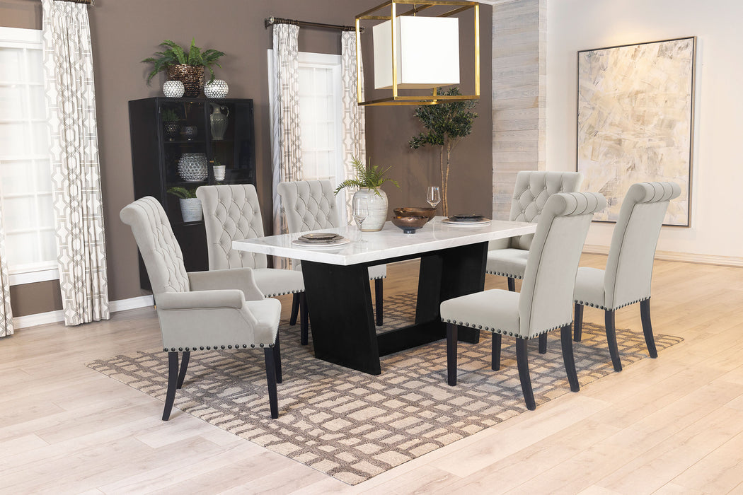 Sherry Rectangular Marble Top Dining Table set - U&U Home Budget Furniture (Carteret, NJ)