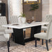 Sherry Trestle Base Marble Top Dining Table Espresso and White - U&U Home Budget Furniture (Carteret, NJ)