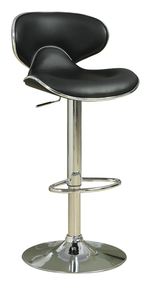 Edenton Upholstered Adjustable Height Bar Stools Black and Chrome (Set of 2) - U&U Home Budget Furniture (Carteret, NJ)