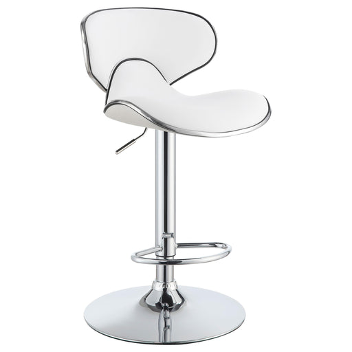 Edenton Upholstered Adjustable Height Bar Stools White and Chrome (Set of 2) - U&U Home Budget Furniture (Carteret, NJ)