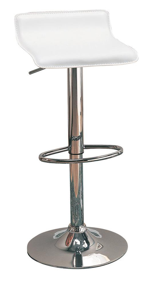 Bidwell 29" Upholstered Backless Adjustable Bar Stools White and Chrome (Set of 2) - U&U Home Budget Furniture (Carteret, NJ)